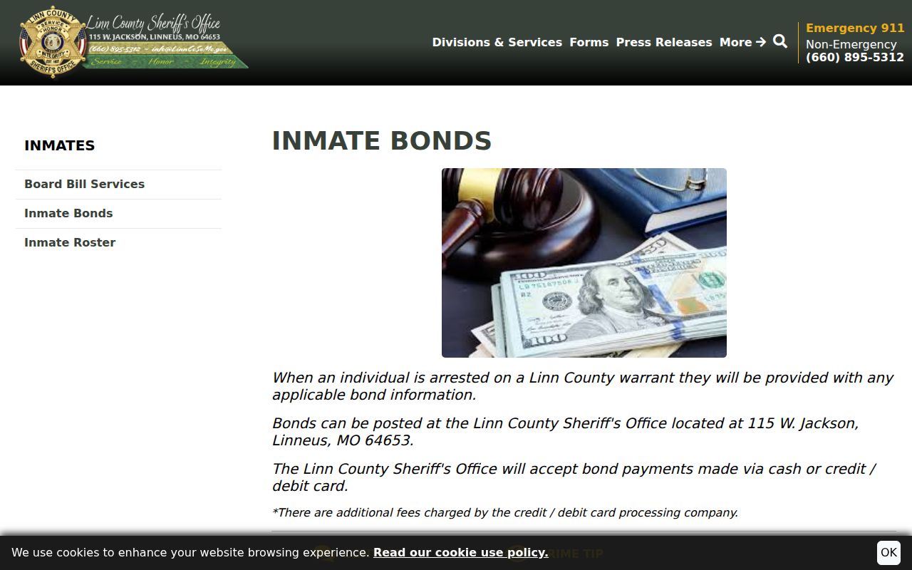 Linn County Sheriff bond payment location