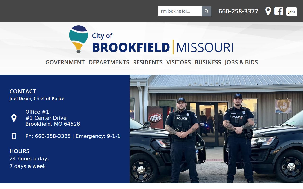 Brookfield Police Department official contact page